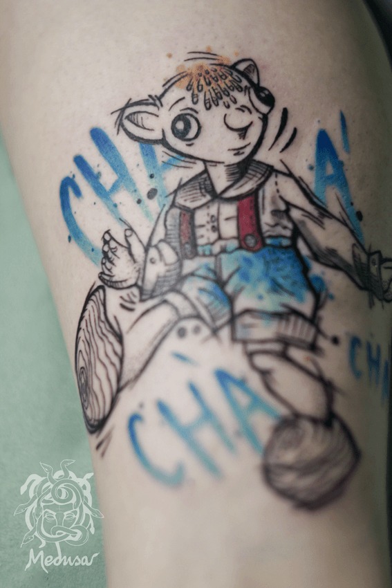 Graphic style tattoo, watercolor